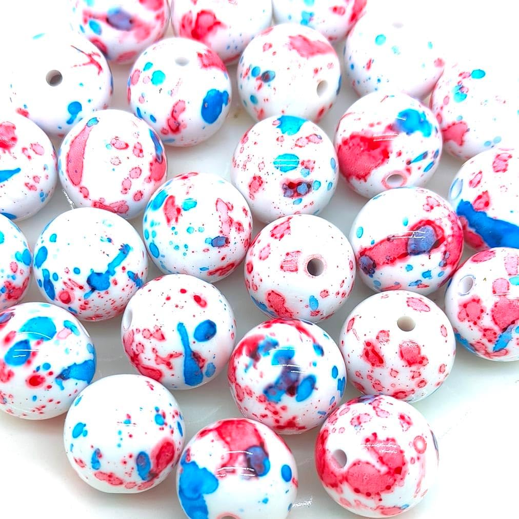 100pcs Acrylic Beads, 20mm Mix Colors Chunk Beads, Large Size Round Spacer Beads for Jewelry Bracelet Necklace Pen Bag Chain Making Crafts Supplies Headwear Accessories. (07)