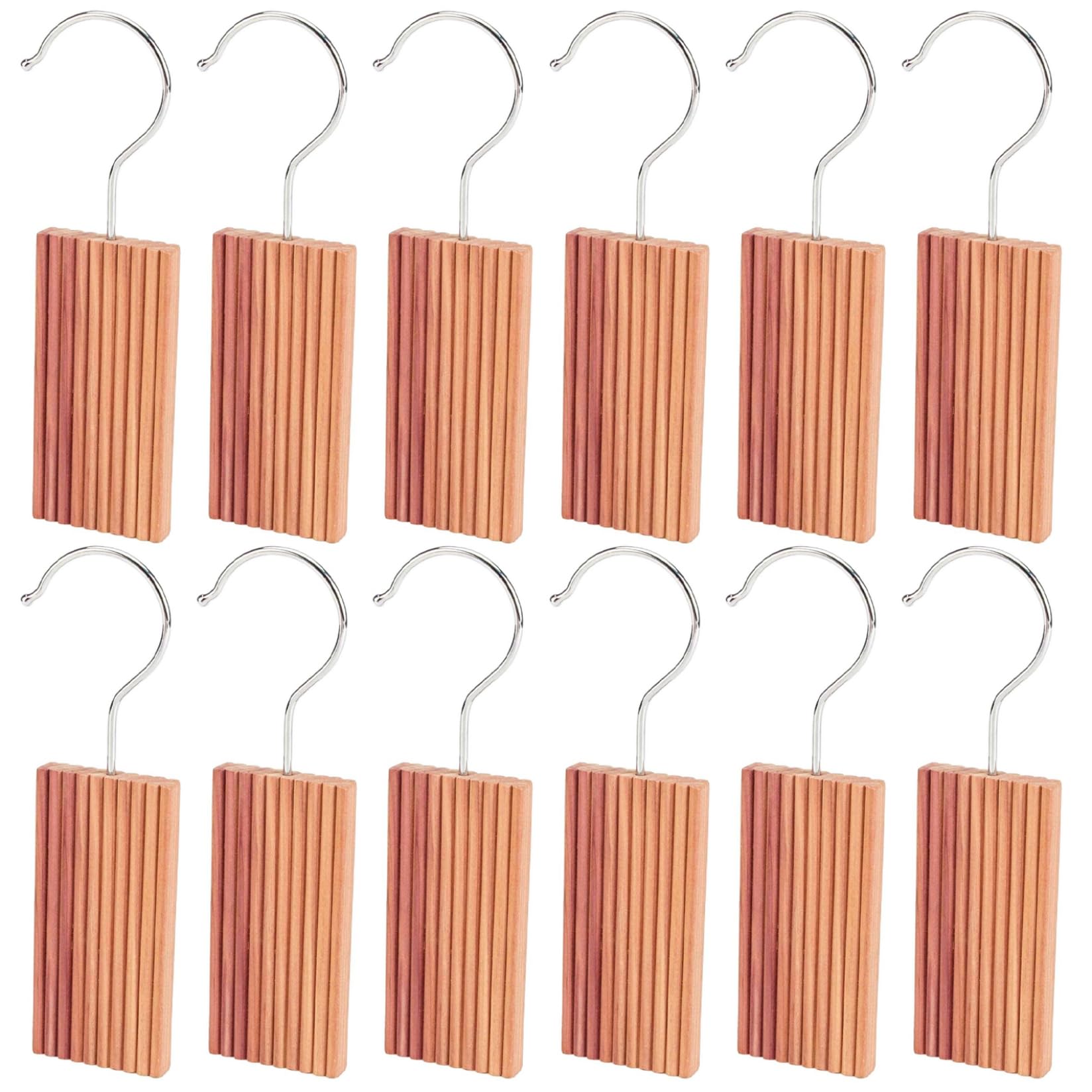 Qoidrfofse 12Pcs Cedar for Closets, Natural Cedar Wood Hangers with Hooks, Anti Moth Woododen Blocks for Wardrobe, Drawer, Clothes & Shoe Storage
