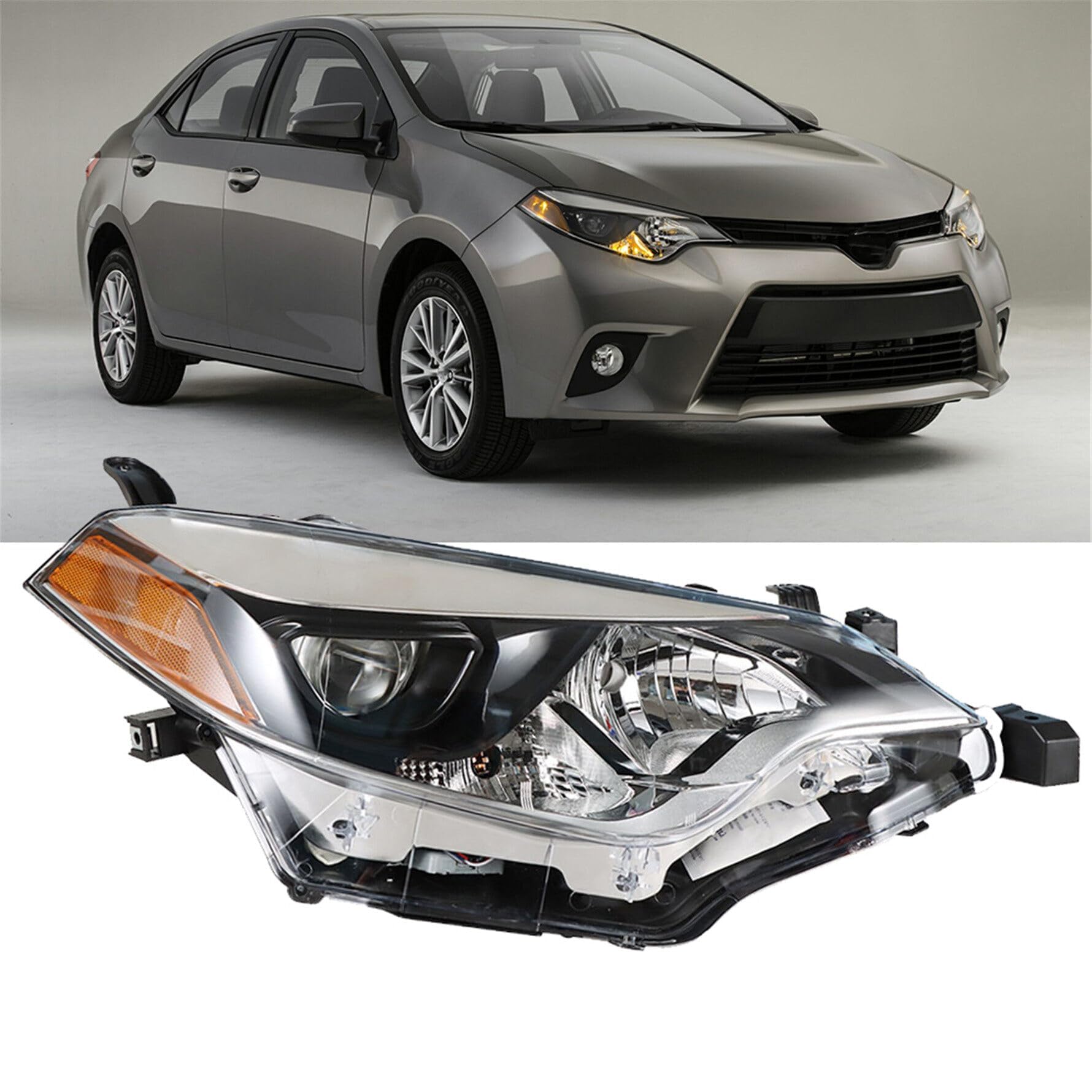Headlight Front Head Lamp Replacement for Toyota Corolla 2014 2015 2016 Projector Headlight Right Side (Passenger Side)