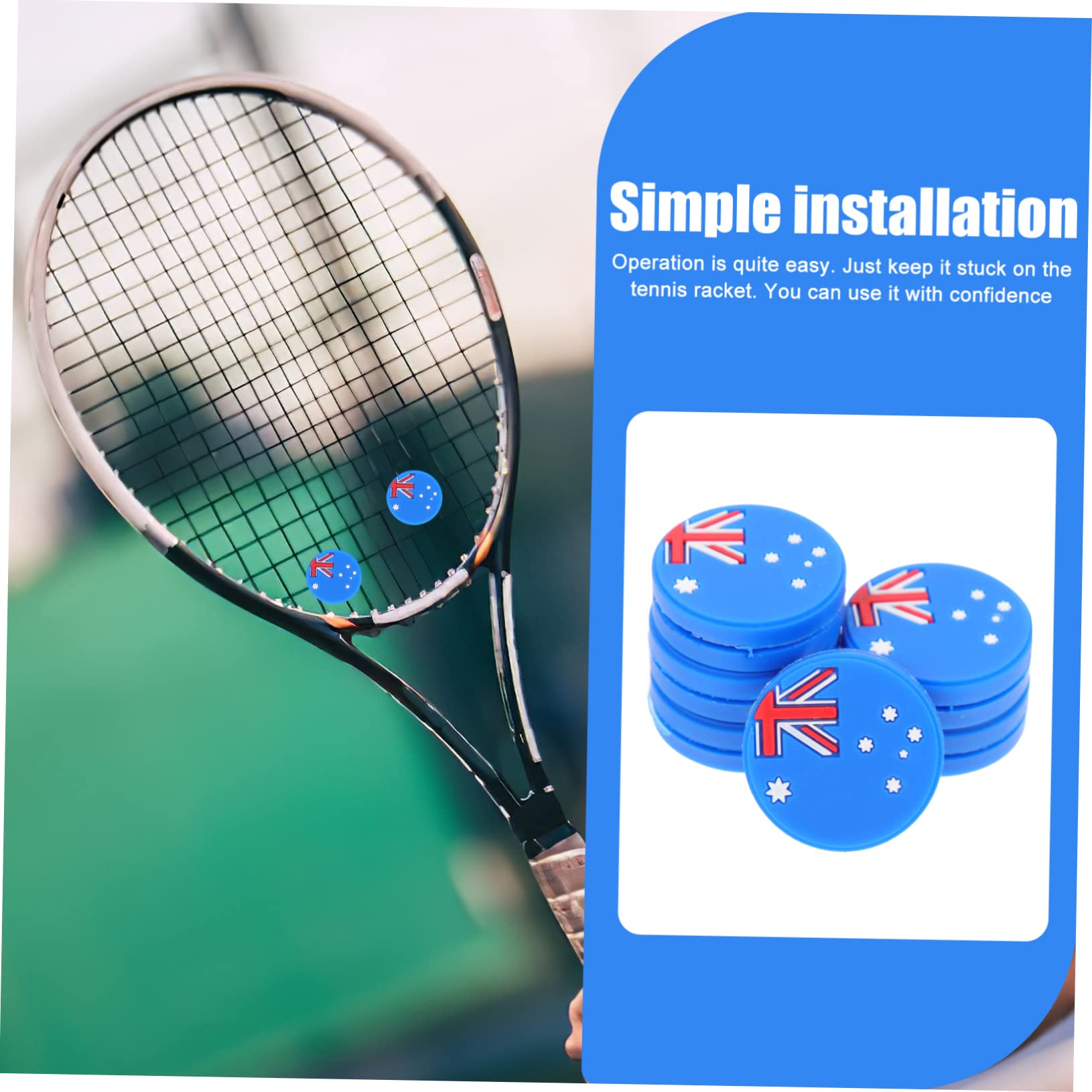 MUELODSIC 6Pcs National Flag Designed Tennis Dampeners Racket Vibration Absorbers Easy to Install Shocking Dampers for Enhanced Play Experience