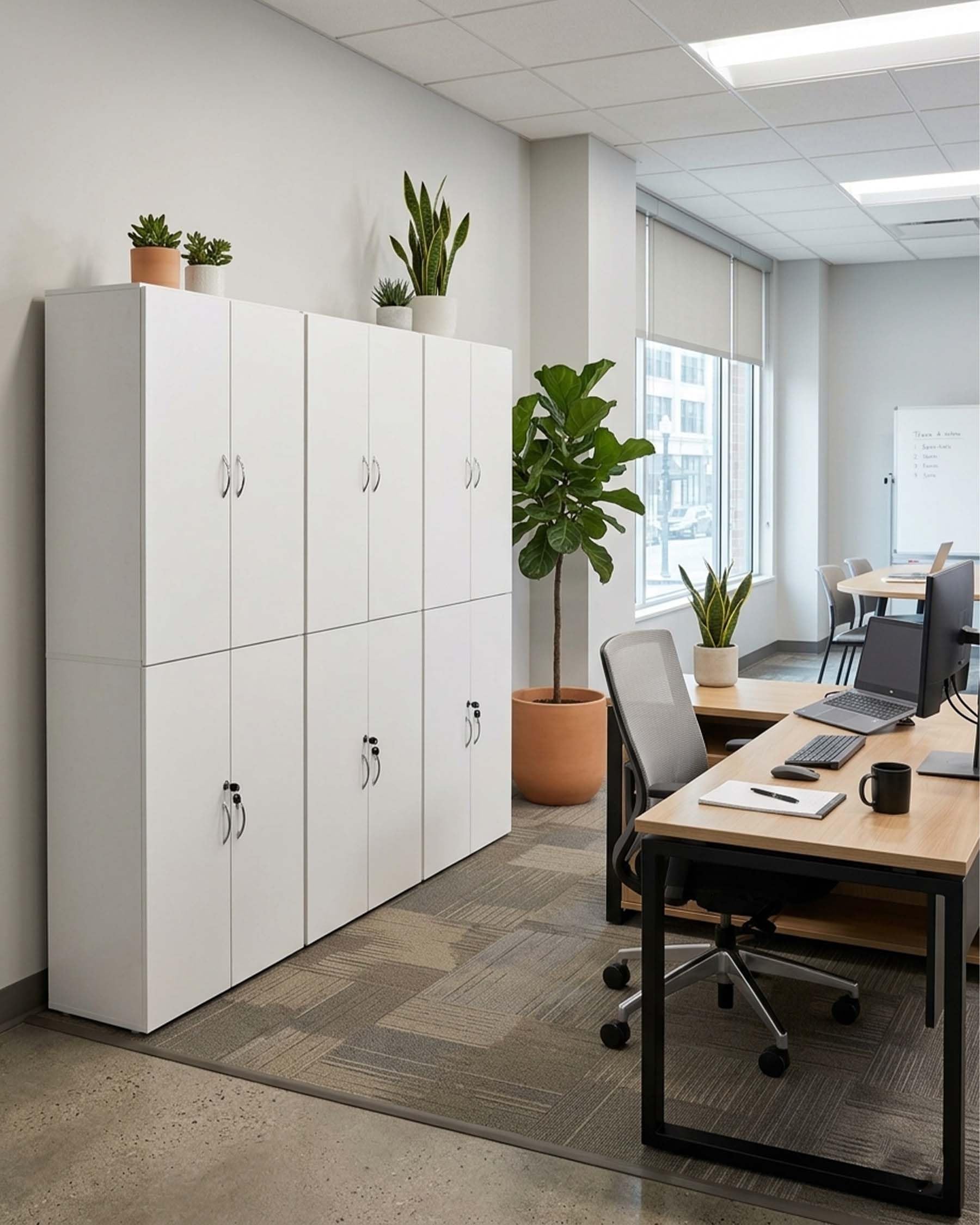 Armoire à documents verrouillable Placard de bureau blanc avec portes 58x30x180 cm Placard multi-usages Armoire haute Armoire de stockage en bois étroite Placard pour bureau Couloir Placard