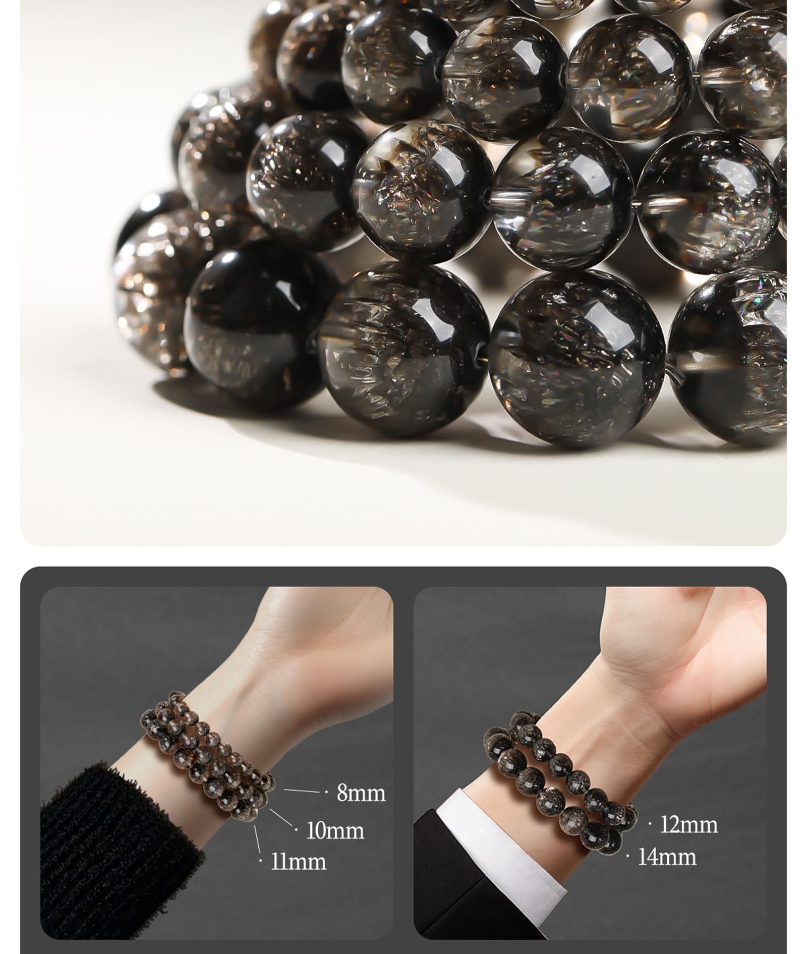 Pulsera de Cristal Natural Super Seven, Piedra curativa Natural para Riqueza, Suerte, energía Fuerte,8mm