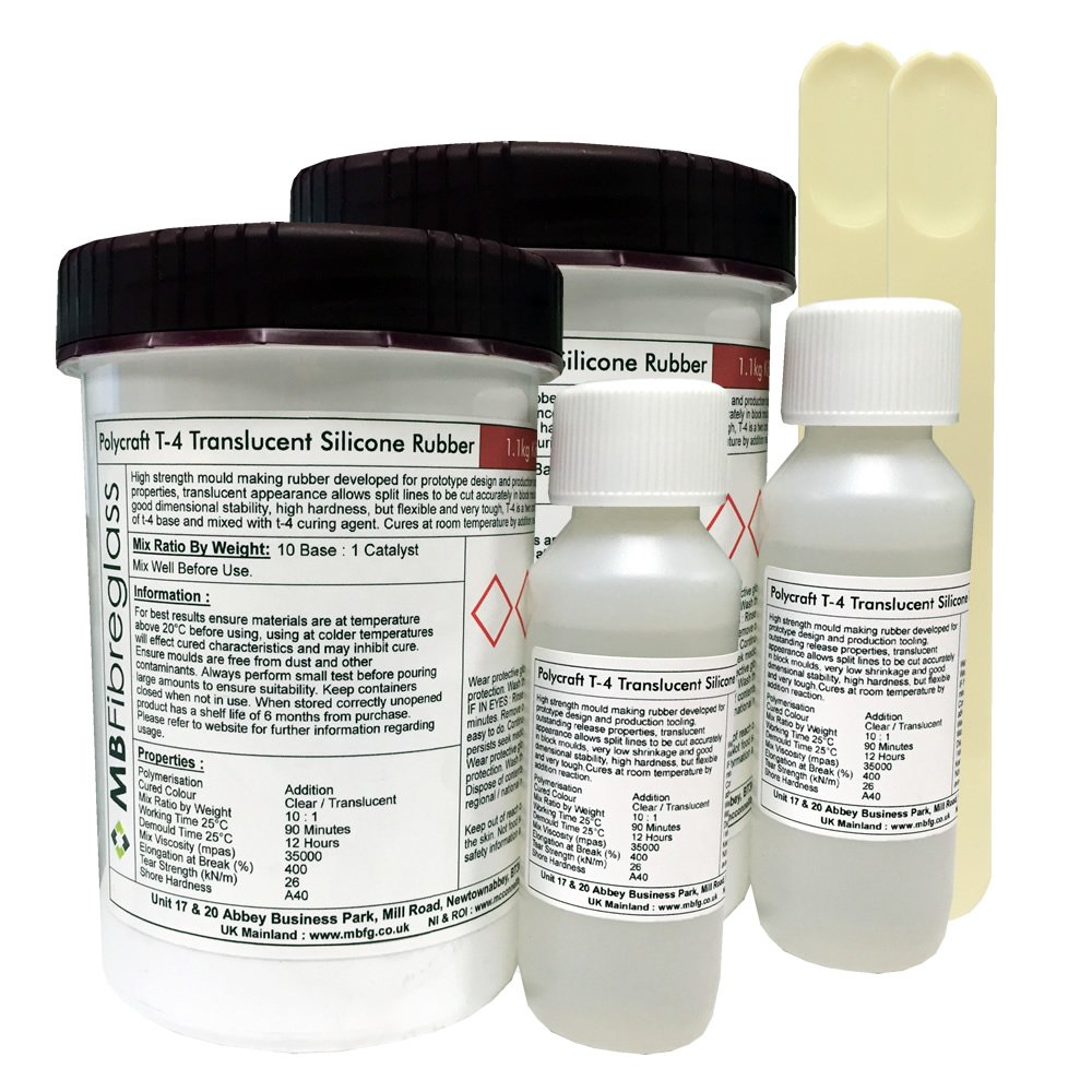 Polycraft ( Mb Fibreglass ) Polycraft Silastic T4 Translucent Silicone Shore A40 2.2Kg Kit Mould Making Rubber