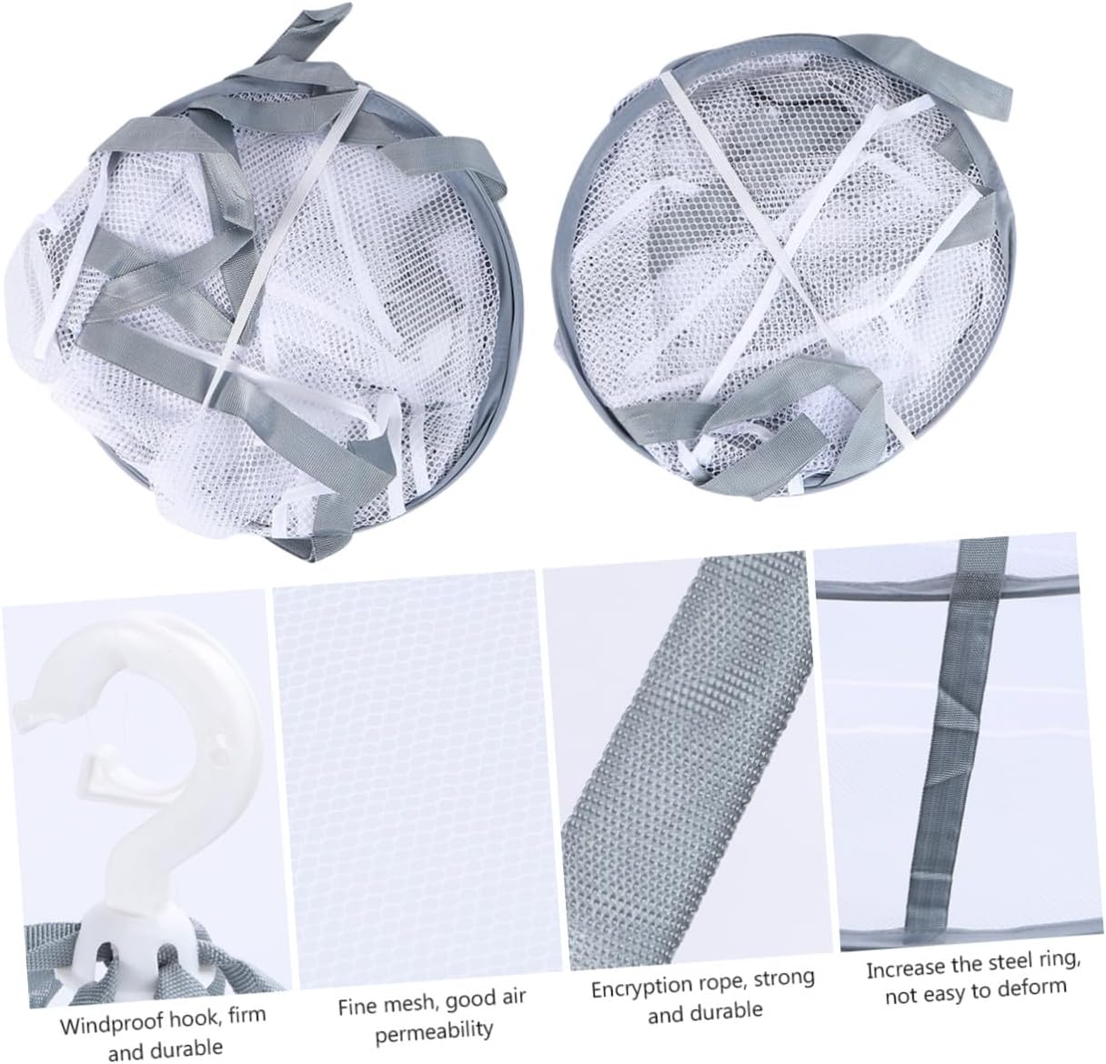 3pcs Clothes Drying Basket Set with Mesh Nets for Socks and Sweaters, Household Hanging Clothes Drying Rack for Indoor Laundry Storage