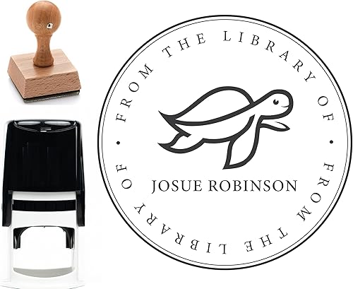 Sello personalizado para libros de biblioteca con tema de tortuga, sello autoentintado personalizado para amantes de los libros, mejora tu