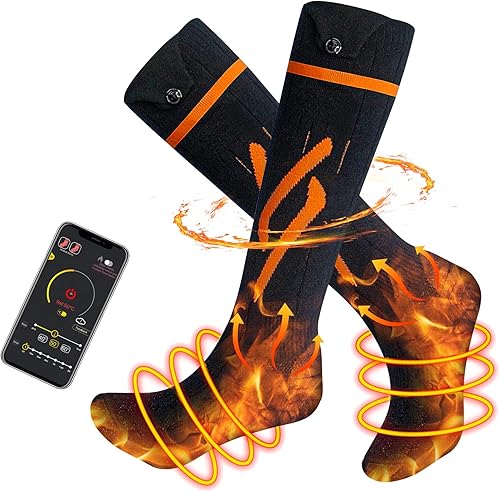 Calcetines térmicos para hombres y mujeres, recargable, lavable, batería de 5000 mAh, calentamiento rápido, temperatura ajustable, calcetines