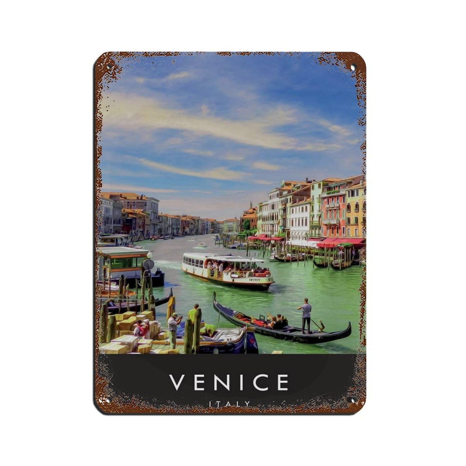 Venice Travel, Italy Poster Poster Retro Poster Metal Tin Sign Chic Art Retro Iron Painting Bar People Cave Cafe Family Garage Poster Wall Decoration 12x16inch(30x40cm)
