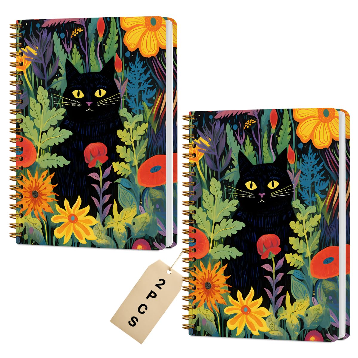 2 Packs Cat Spiral Notebook Aesthetic College Ruled Journaling Notebooks Cat Themed Gifts for Women Teacher Her Colleagues Cute Hardcover Notebook Journals for Writing Classroom Office Home Supplies