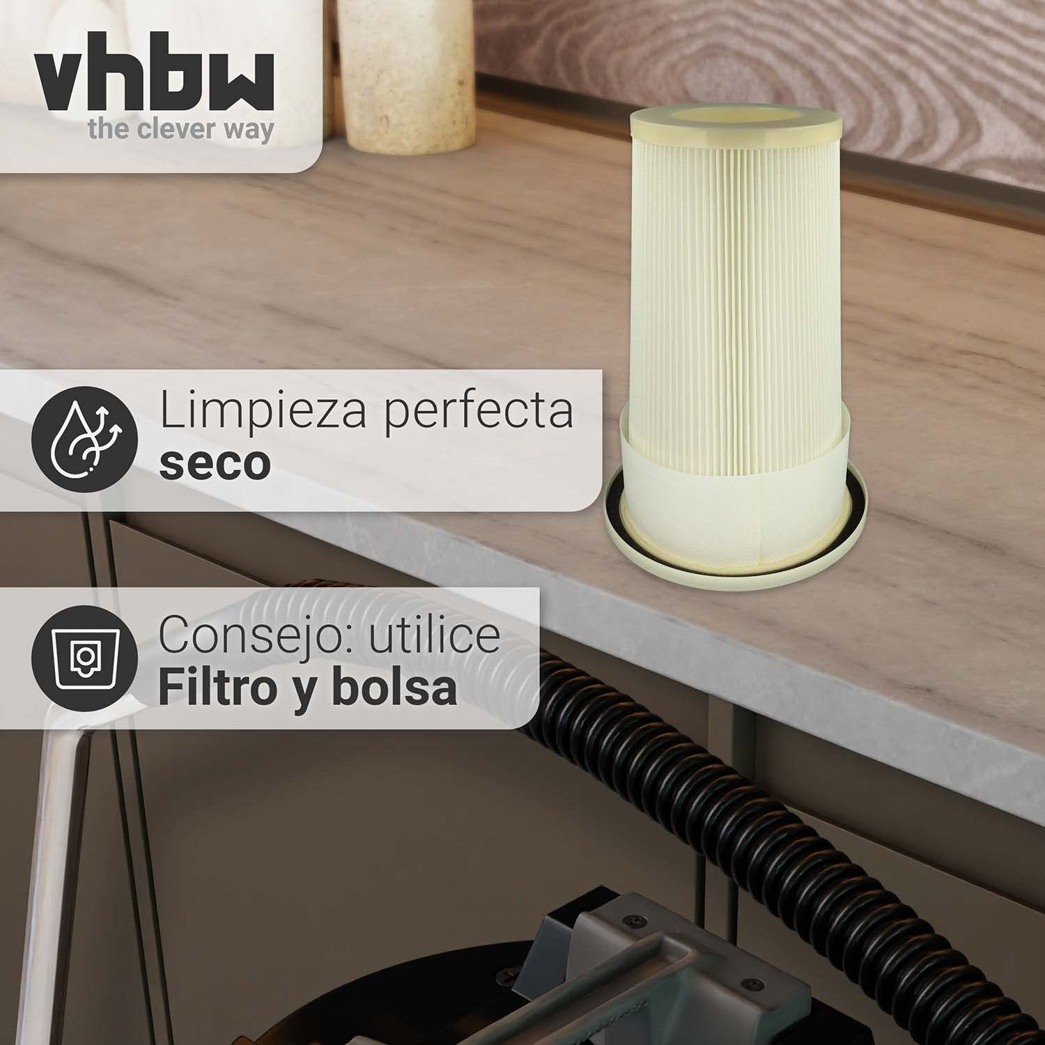 vhbw Filtro plisado reemplaza Dustcontrol 42028 para aspiradora | blanco lavable