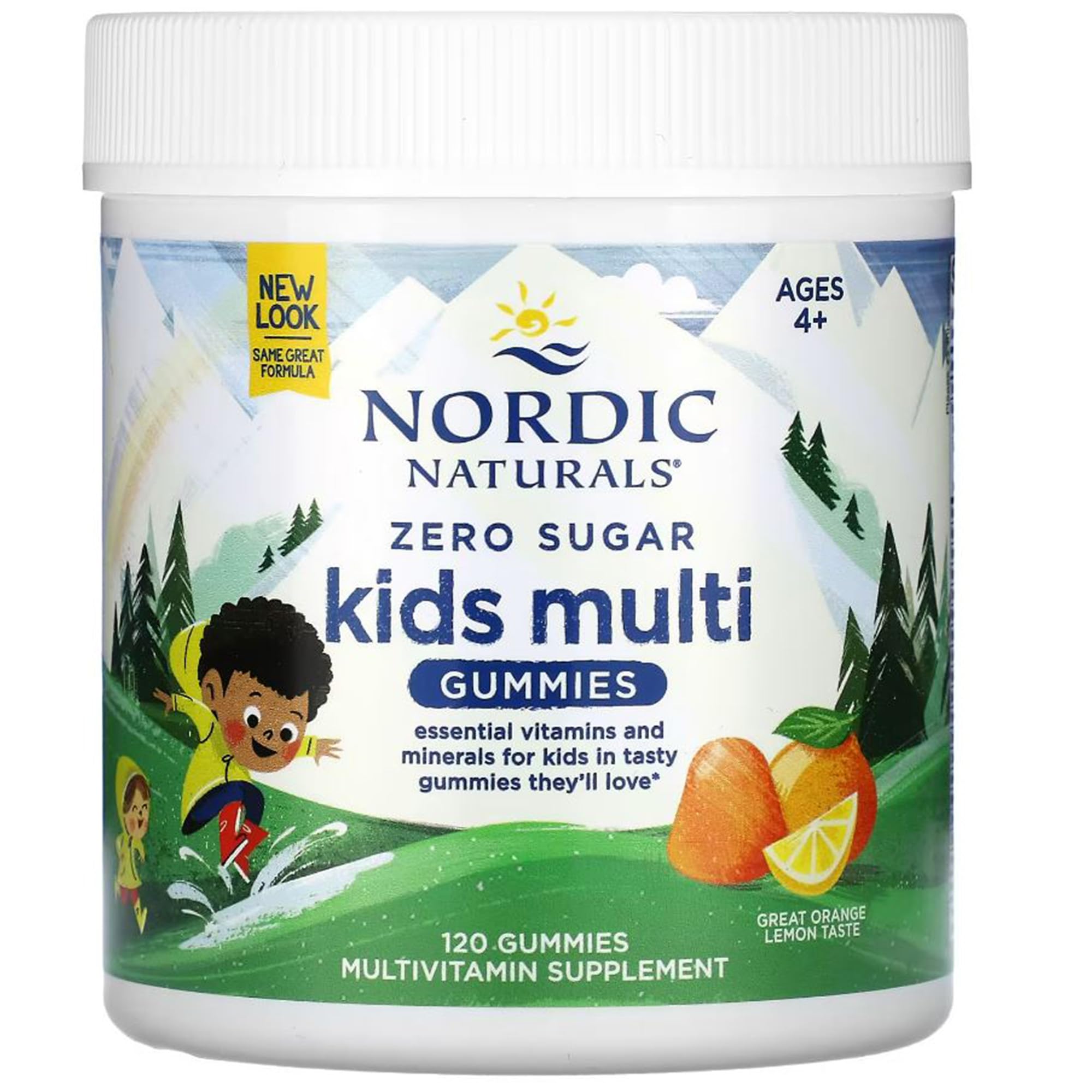 Nordic Naturals, Zero Sugar Kids Multi Gummies, Gominolas Multivitamínicas para Niños, Sabor Naranja-Limón, 120 Gominolas, Testado en Laboratorio, Sin Soja, Sin Gluten, No GMO