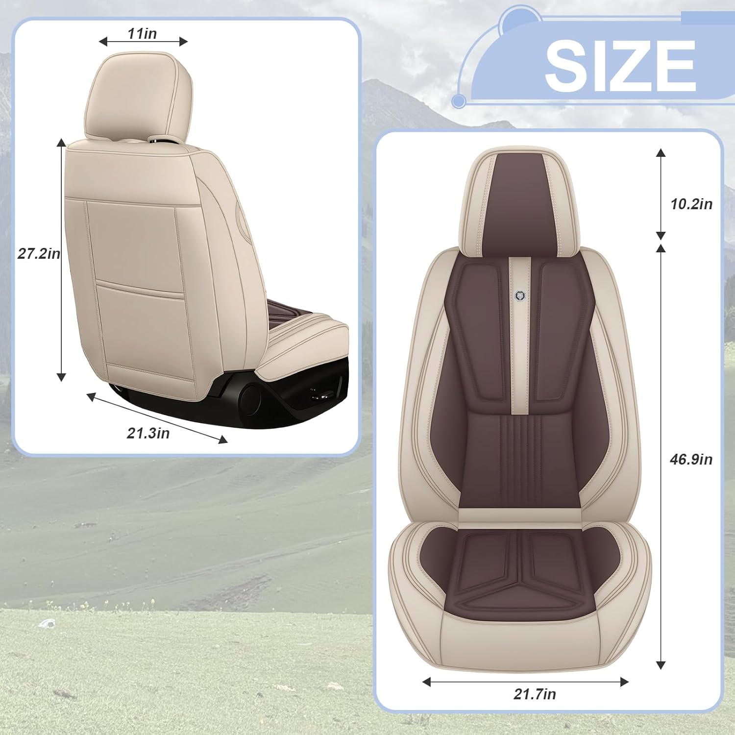 Car Seat Covers Fit for Honda Accord 2000-2024 Sports Seat Cover Side Airbag Compatibility and 3D Lumbar Support(Front Row, Beige & Coffee)
