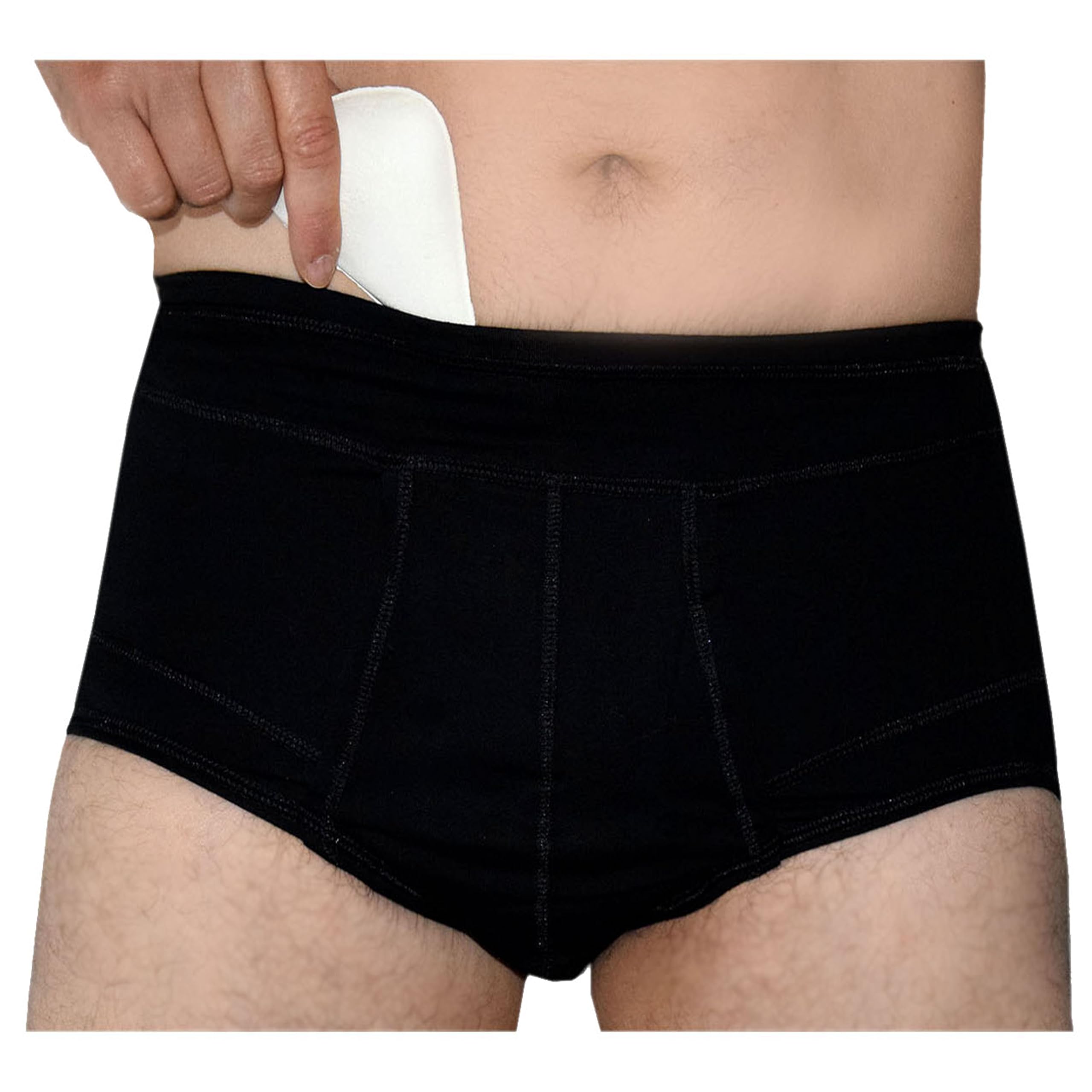 BODYPERFECT Braguitas hernia inguinal hombre Slip Cinturón para soporte Made in Italy (X-Large, Negro)
