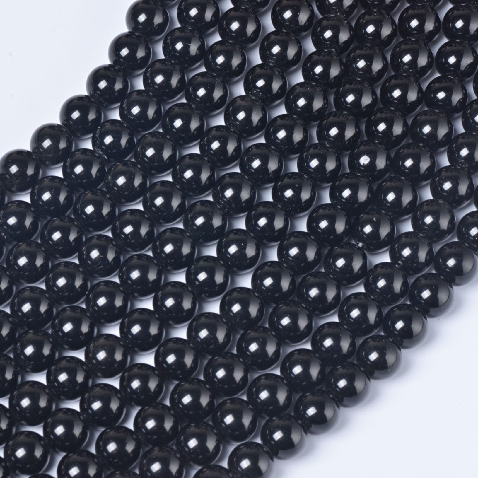 8mm Round Black Obsidian Natural Stone Beads for Jewellery Making Gemstone Beads for Crafting (45-50Pcs) - Image 3