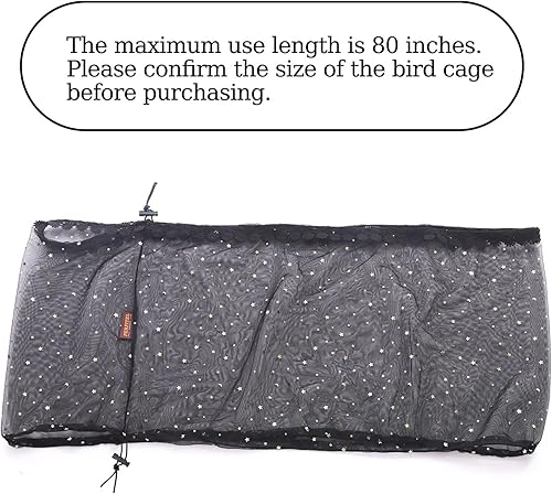 Miniatura 2 de Funda universal para jaula de pájaros, jaula de loro para pájaros, malla de nailon con encaje (no incluida, 1 unidad) (80 x 18 pulgadas, negro)