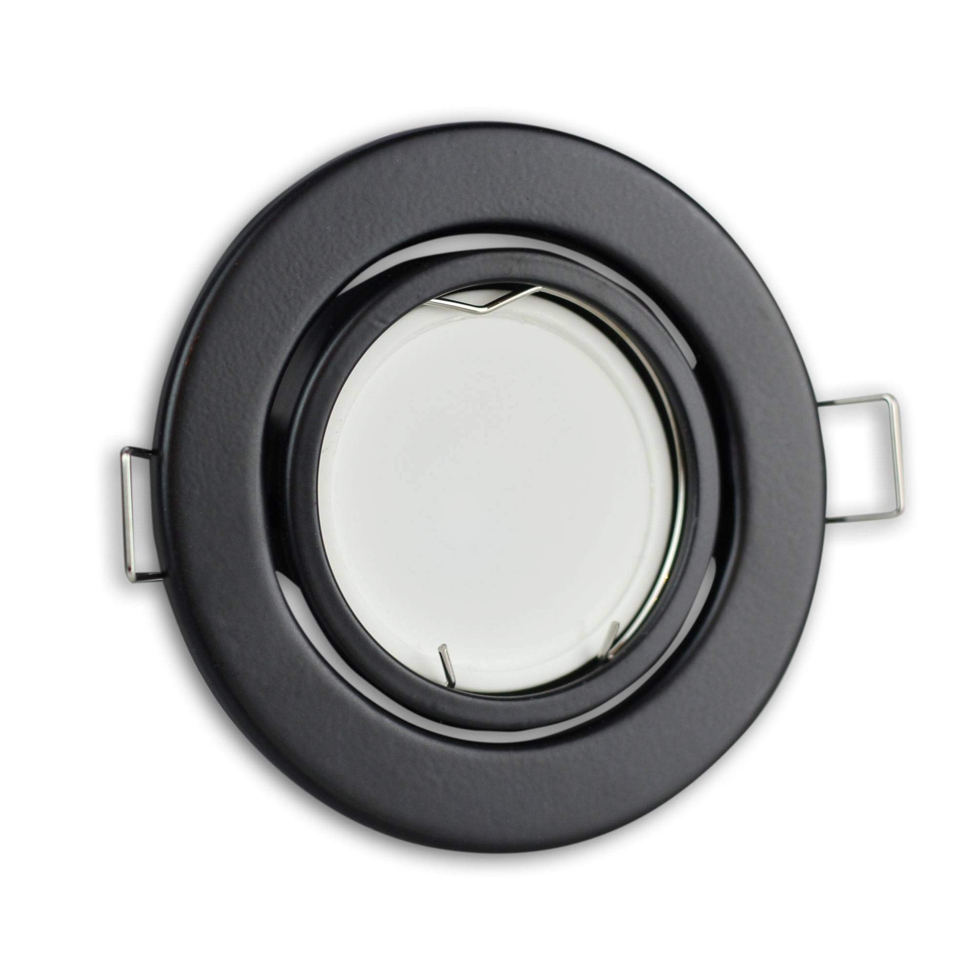 Juego de 10 focos LED empotrables, redondos, 6,5 W, blanco cálido, 230 V, superplanos, empotrables, orientables y de 70 mm con orificio perforado