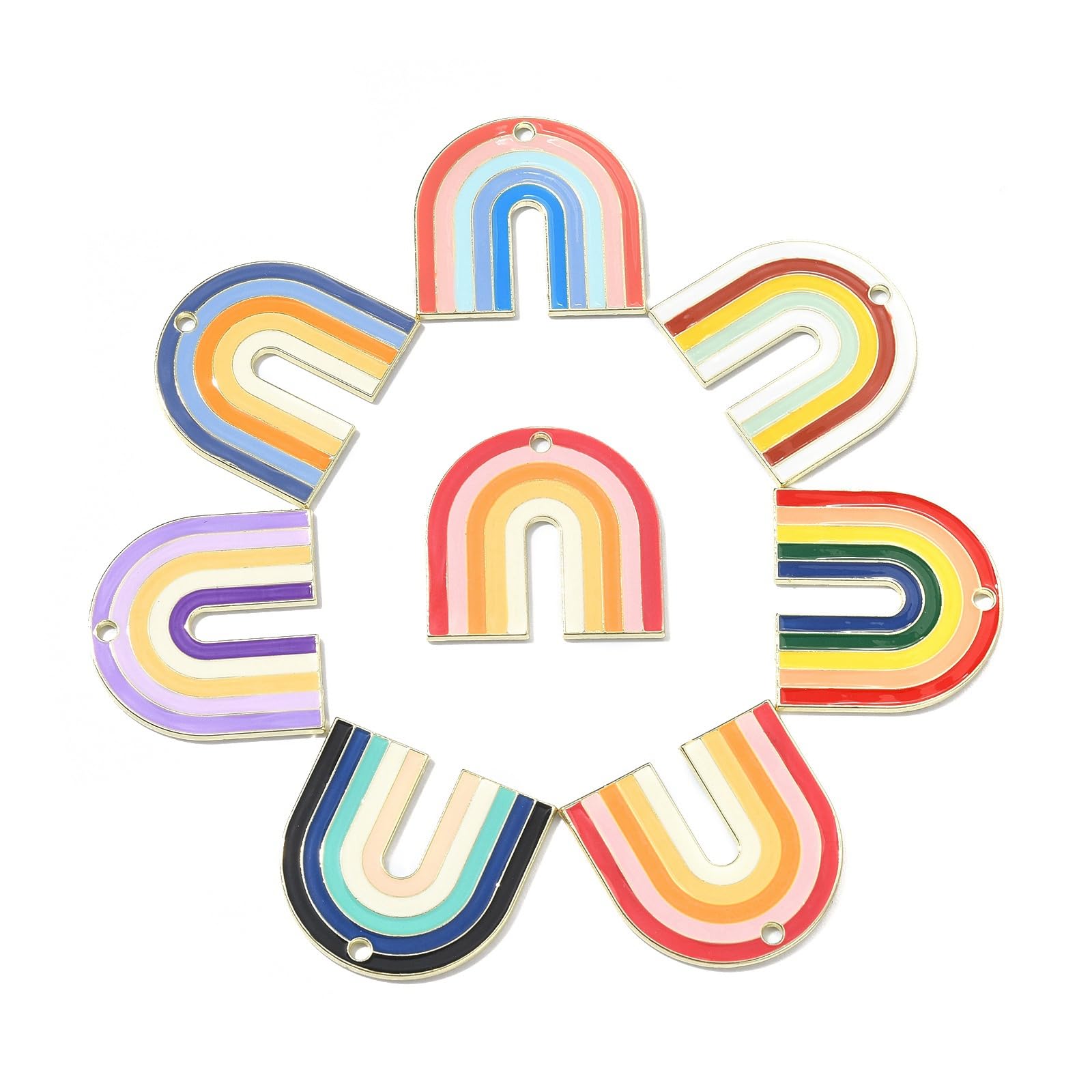 Ipotkitt 14 Pcs 7 Colors Enamel Rainbow Charms Bulk Colorful Cartoon Rainbow Charms Weather Jewelry Charms for DIY Jewelry Making Necklace Bracelets