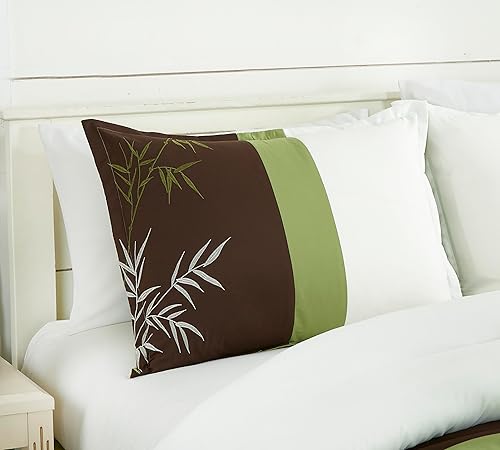 Miniatura 5 de Chezmoi Collection Bengal - Juego de edredón bordado de bambú de 7 piezas, tamaño California King, ropa de cama de microfibra de hierba de bambú