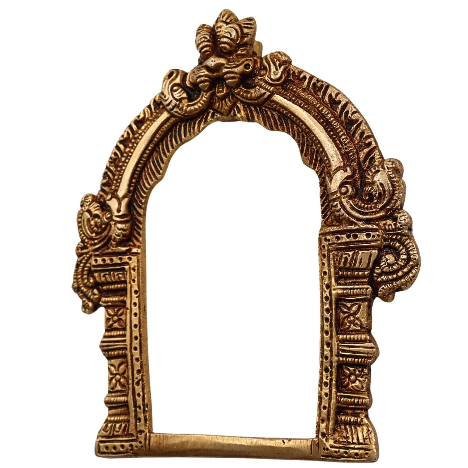 Bhunes Prabhavali z mosiądzu, rama Prabhavali, Prabhawal, mosiężny łuk do domu, rama z mosiądzu Prabhavali, łuk mosiężny, Prabhaval (mosiądz, 15 cm)