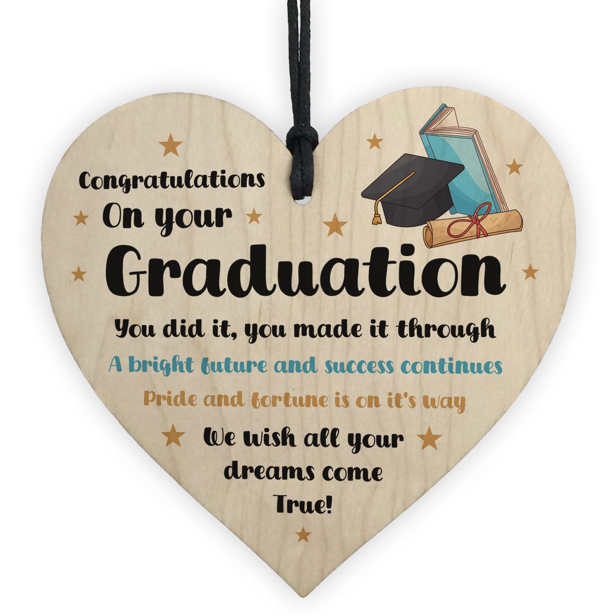 Red Ocean Graduation Congratulations Wooden Heart University Graduate For Her Him University Graduation Present For Daughter Son