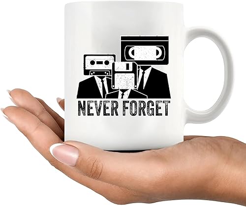 Miniatura 7 de Never Forget - Cinta de cassette VHS Vintage 80s 90s película amante de la música regalos retro divertido vaso taza de cerámica 11 oz blanco