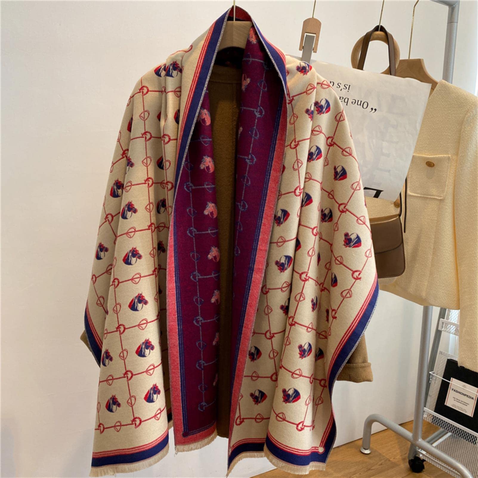 URYYRIT Sciarpa Cashmere Invernale Stampato Inverno Inverno Donne Design Terma Scialle Wrap Spesso Cape Cabero Copertina