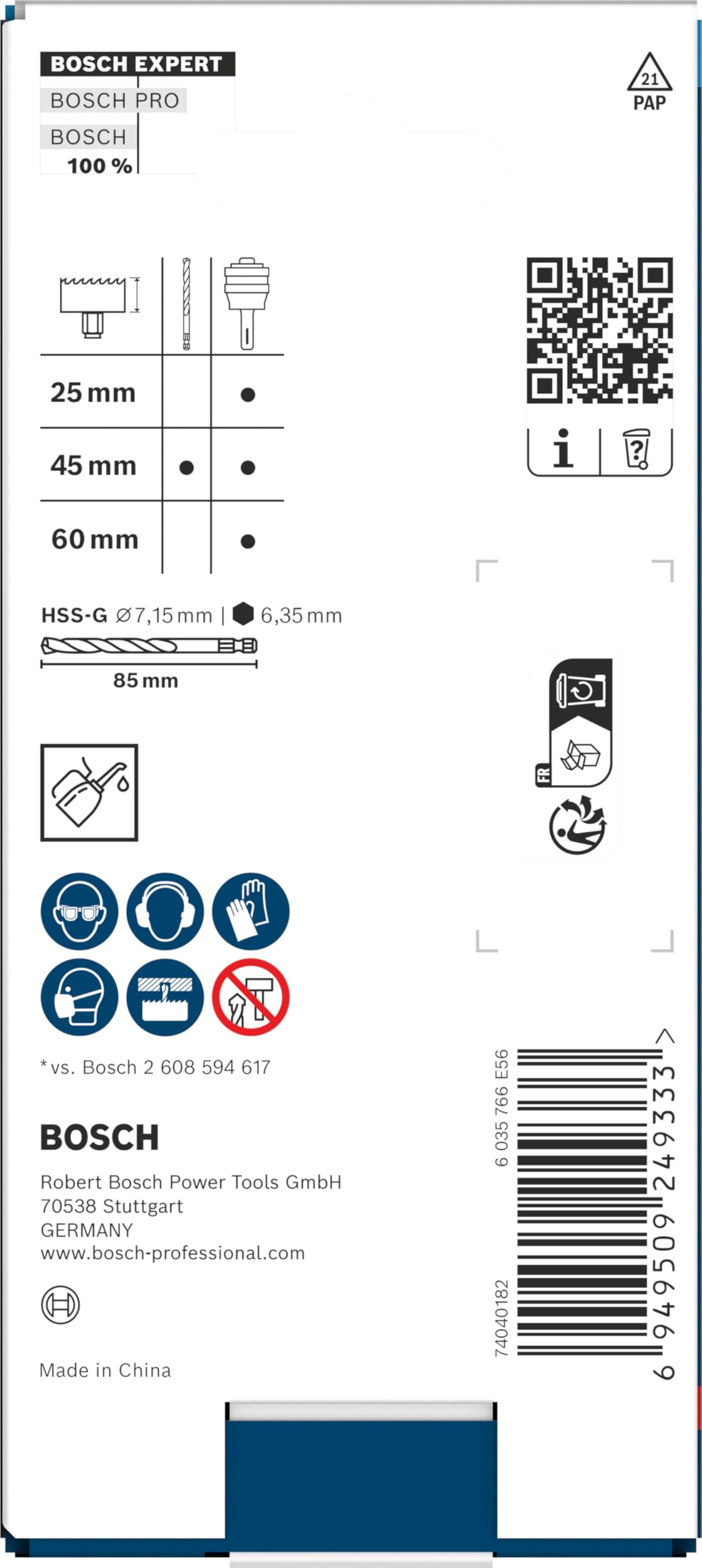 Bosch 2 x Montaggio Expert Power Change Plus con punta di centraggio (per profili e tubi in metallo, plastica, Ø 7,15 mm, Professional Accessori Trapani)