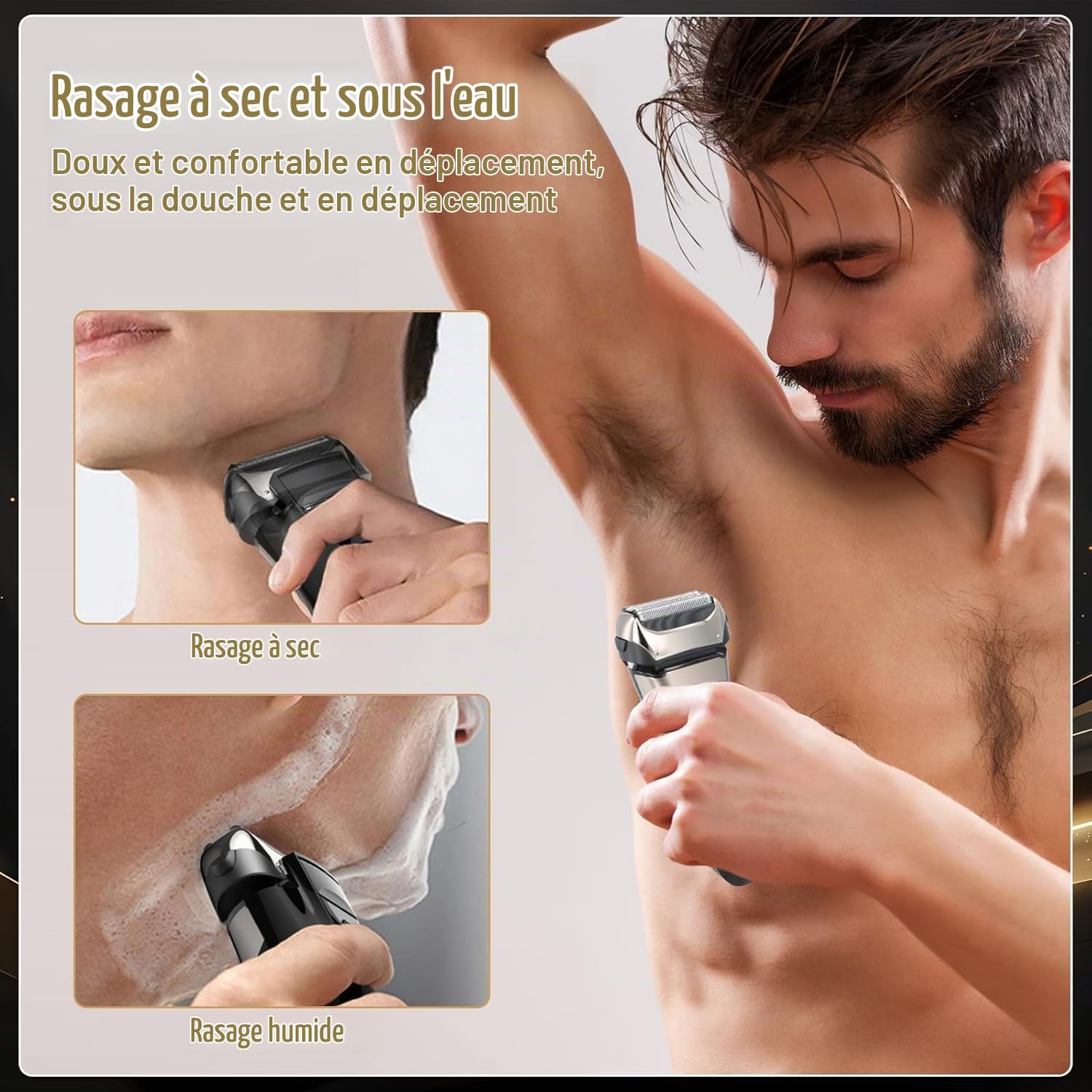 2 en 1 Rasoir Electriques Hommes, avec Écran LCD, Tondeuse Barbe, Rasoir Électrique Rechargeable pour Homme, Wet & Dry, Étanche, Rasage Précis et Doux, pour Soins Corps, Cheveux et Visage