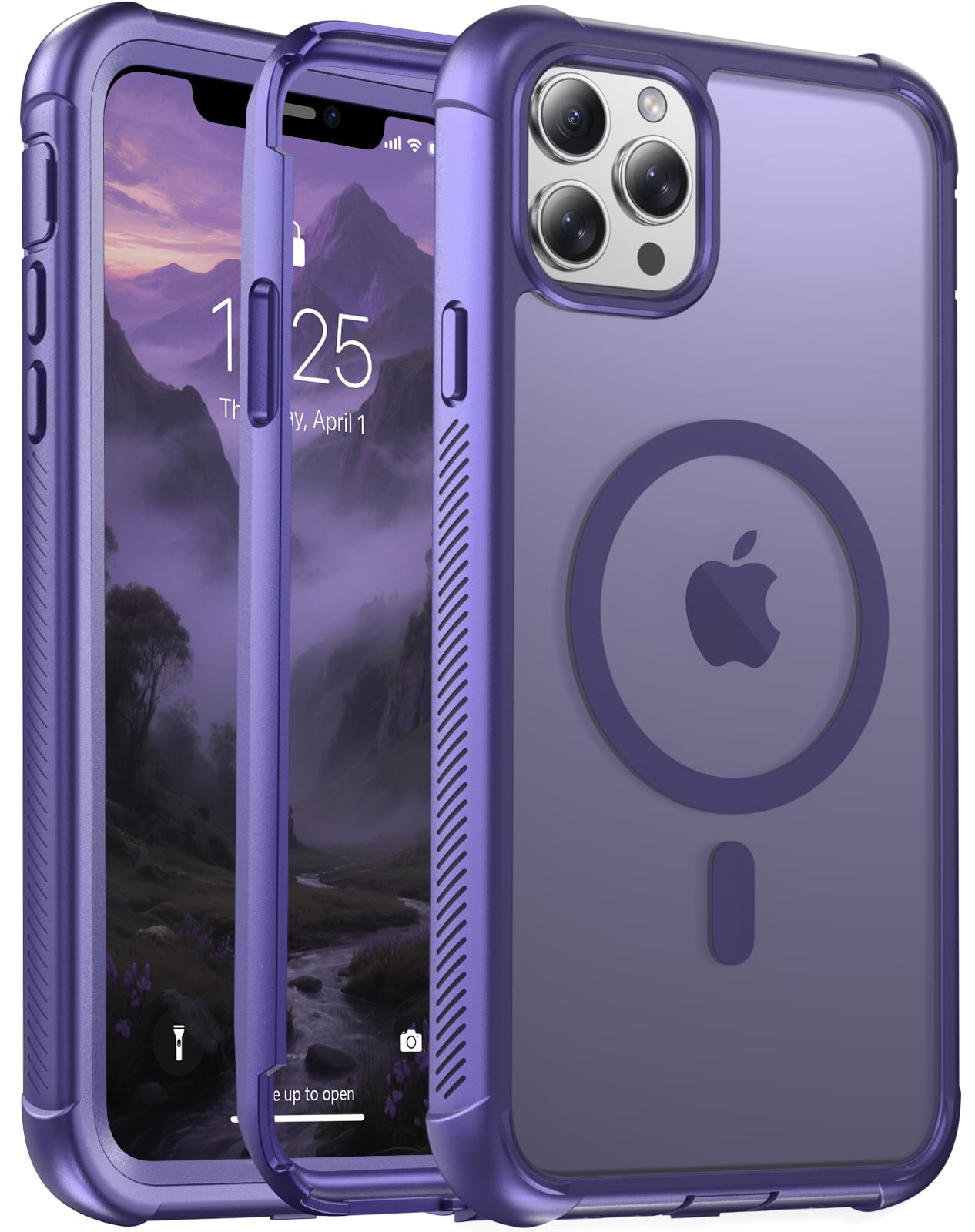 Magnetic for iPhone 11 Pro Max Case, [Compatible with MagSafe][Military Grade Drop Protection][Heavy Duty Protection][Non-Slip][Shockproof] 2-Layer Durable Bumper Phone Case 6.5''-Dark Purple