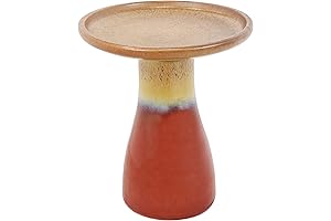 Sunnydaze Ceramic Outdoor Bird Bath - Hand-Painted Lemon Cognac Design