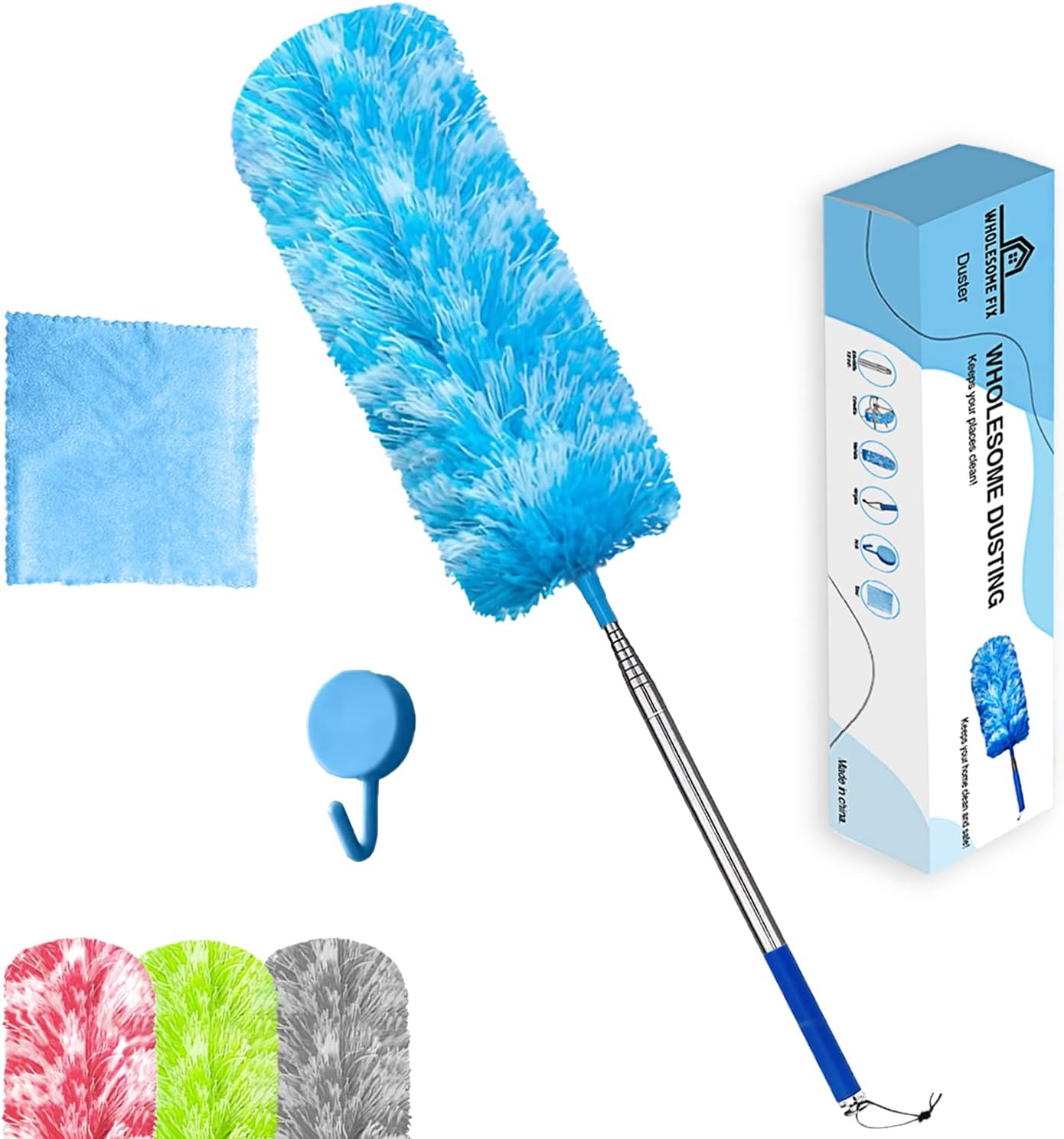 WholesomeFix 100 Inch Extendable Feather Dusters for Cleaning