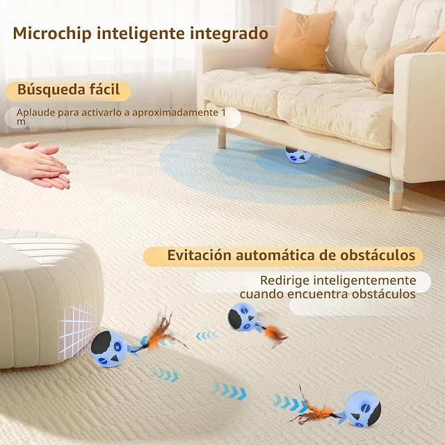 Foto 3 de 8 de GoldenSun Juguetes para Gatos, Pelota Interactiva para Gatos de Interior, con Movimiento Rápido