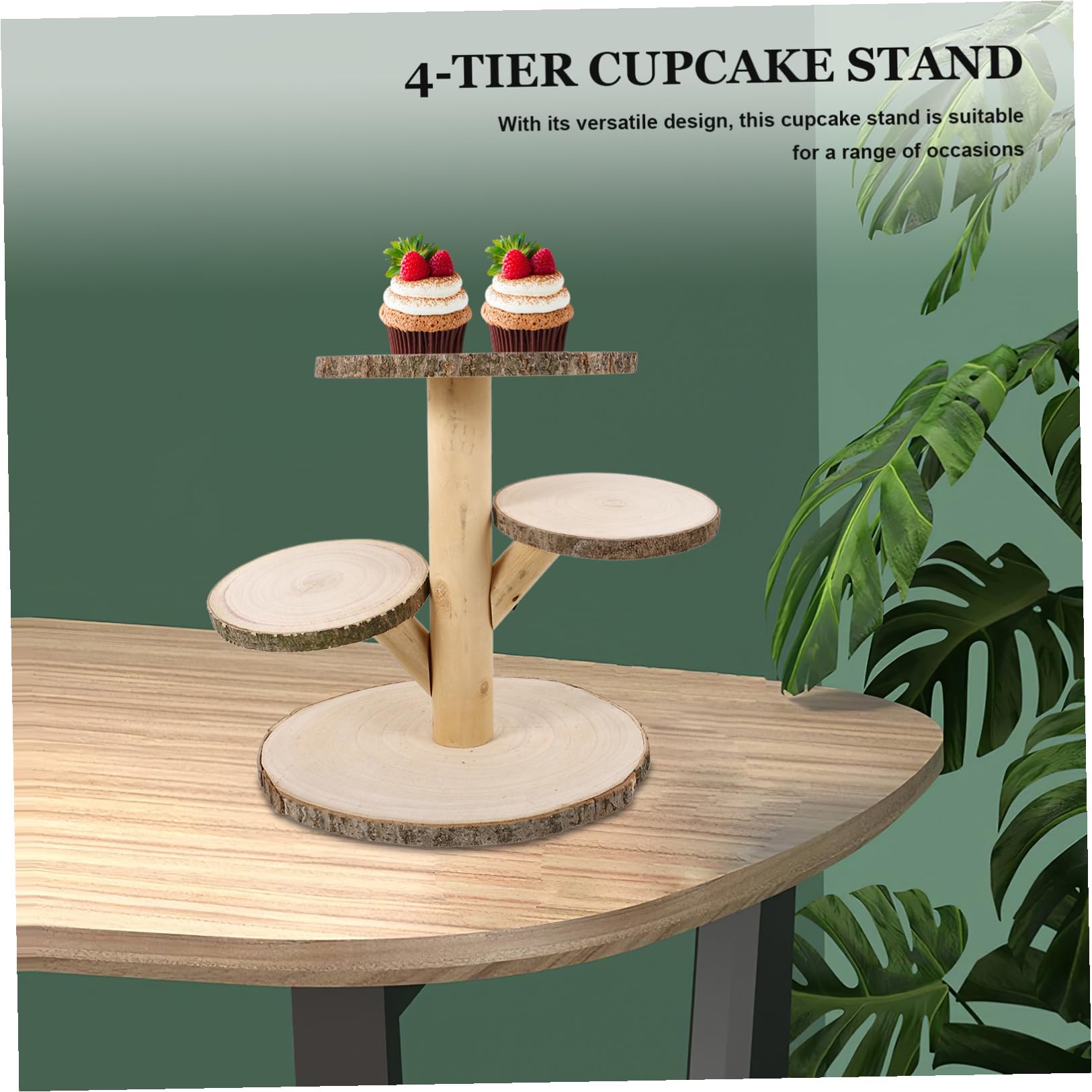 IMIKEYA Présentoir à Cupcakes de Mariage en Bois 4 Étages, Style Campagnard, Support Circulaire pour Gâteaux et Desserts, pour Tables de Fête