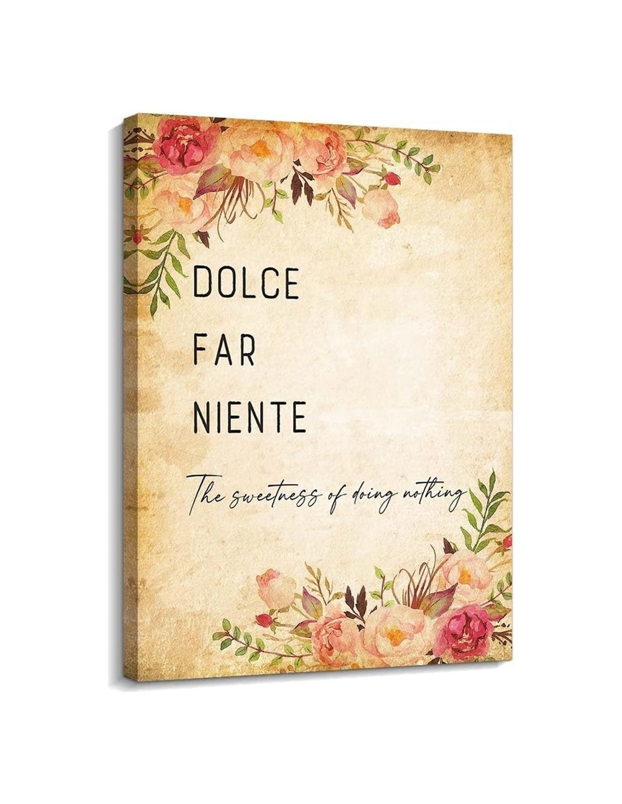 ZDVHOMCB Dolce Far Niente Italian Saying Wall-Art The Sweetness Of Doing Nothing Vintage Quote Print Home Living Room Bedroom Wall Decor