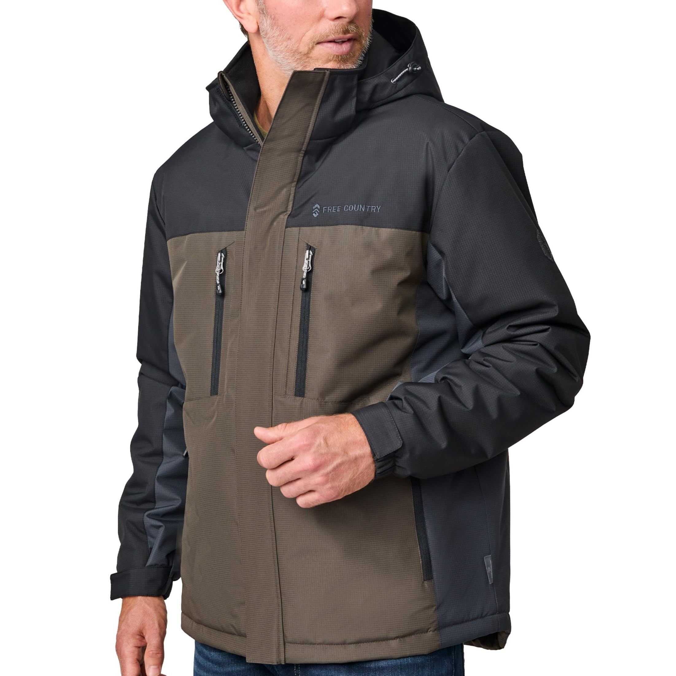 Free Country Men-Trifecta's Winter Sking Jacket Water and Wind Resistant Coat Warm Insulated Hooded for Men-Trifecta