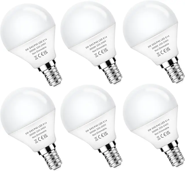 E14 LED Warmweiss Lampe, 6 Stück, 5W G45 Birne, Energiesparlampe