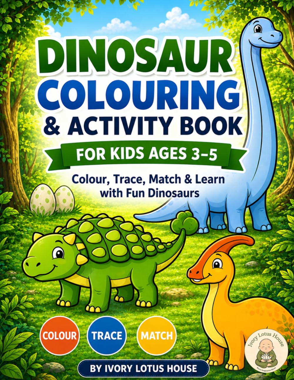 Dinosaur Colouring & Activity Book: For Kids Ages 3–5 | Colour, Trace, Match & Learn with Fun Dinosaurs