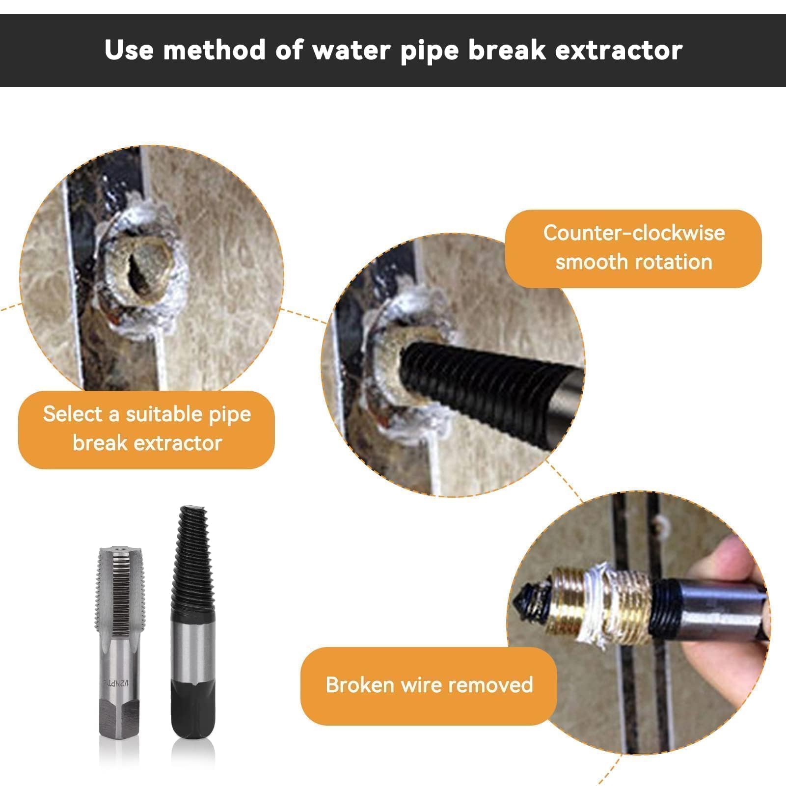 Set Estrattori Viti E Maschi Per Tubi - 4 Pezzi, 1/2 E 3/4 Pollici, Per Filettature Danneggiate E Viti Arrugginite - Foto 11