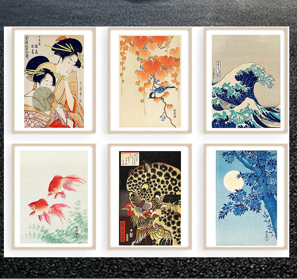 Amazon｜アジアンアートパネルプリント日本画壁画6点セット日本