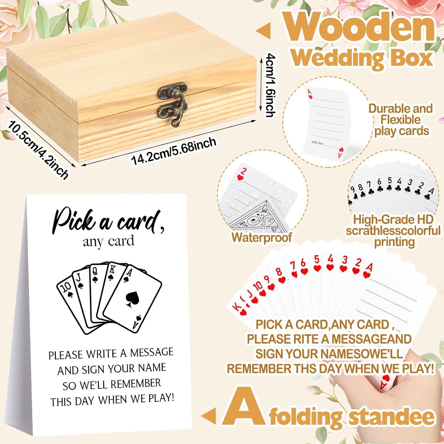 AceOrbit 57 Pack Wedding Guest Book Playing Cards Set with Storage Box Signing Book Guest Card Deck Wedding Guestbook Alternative for Young Couple Vegas Weddings Bridal Shower Party Games(Classic)