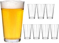 CUCUMI 16oz Beer Pint Glasses Set of 8 - Lead-Free Highball Drinking Glasses for Beer, Cocktails, Water, Soda