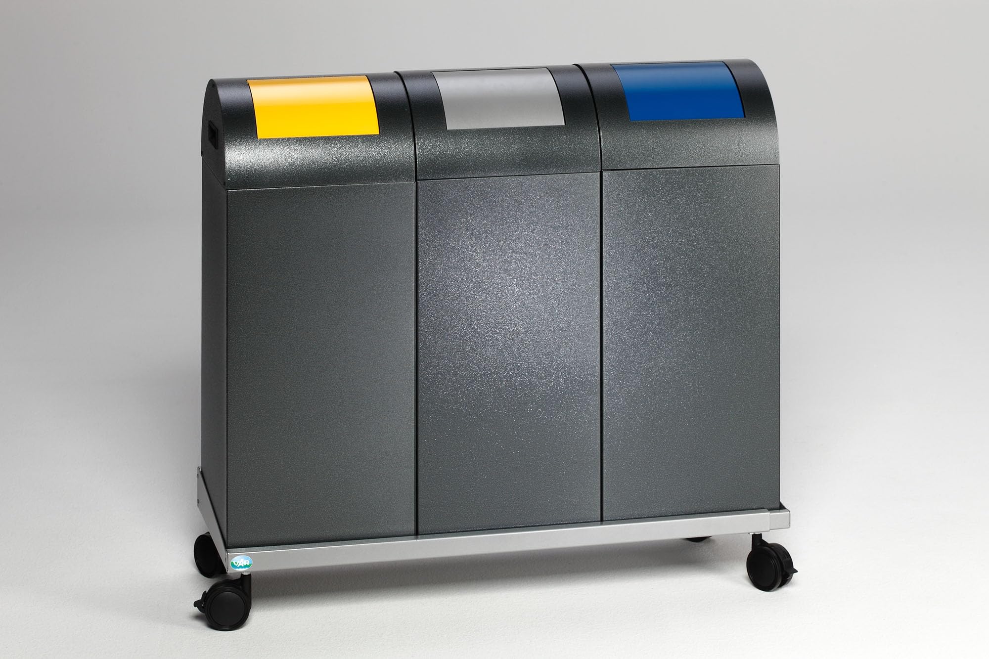 PROREGAL Selbstlöschender Wertstoffsammler rund | 60 Liter, HxBxT 80x32x32cm | Verzinkter Stahl | Grau-Silber | Mülleimer Abfalleimer