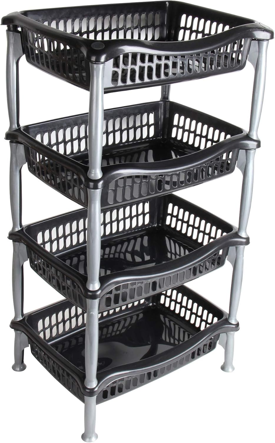4 Tier Vegetable Rack. Kitchen Storage Standing Shelves. (Black Shelf