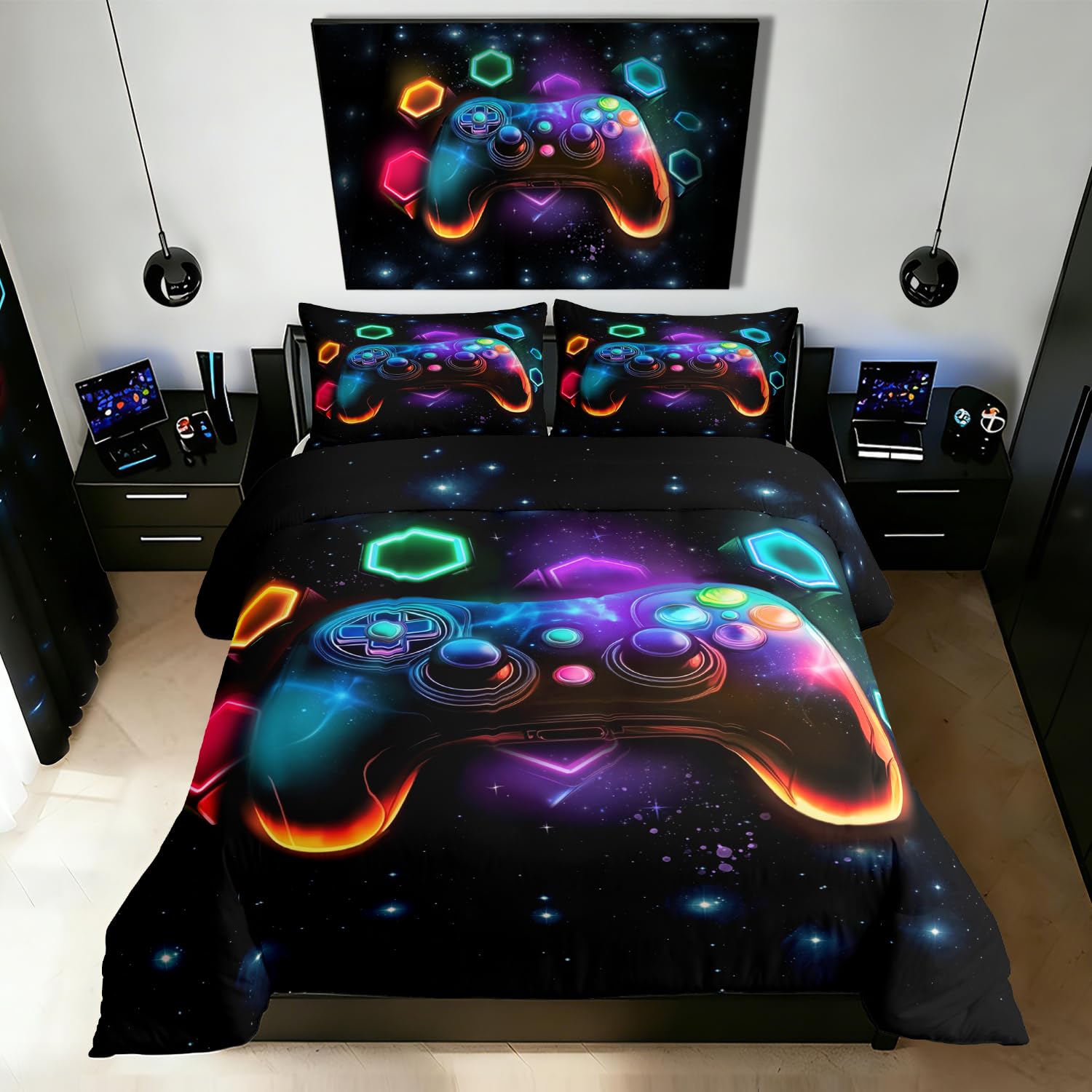 Homewish Gamer Kinder Farbe Videospiel Bettwäsche Gaming 200x200