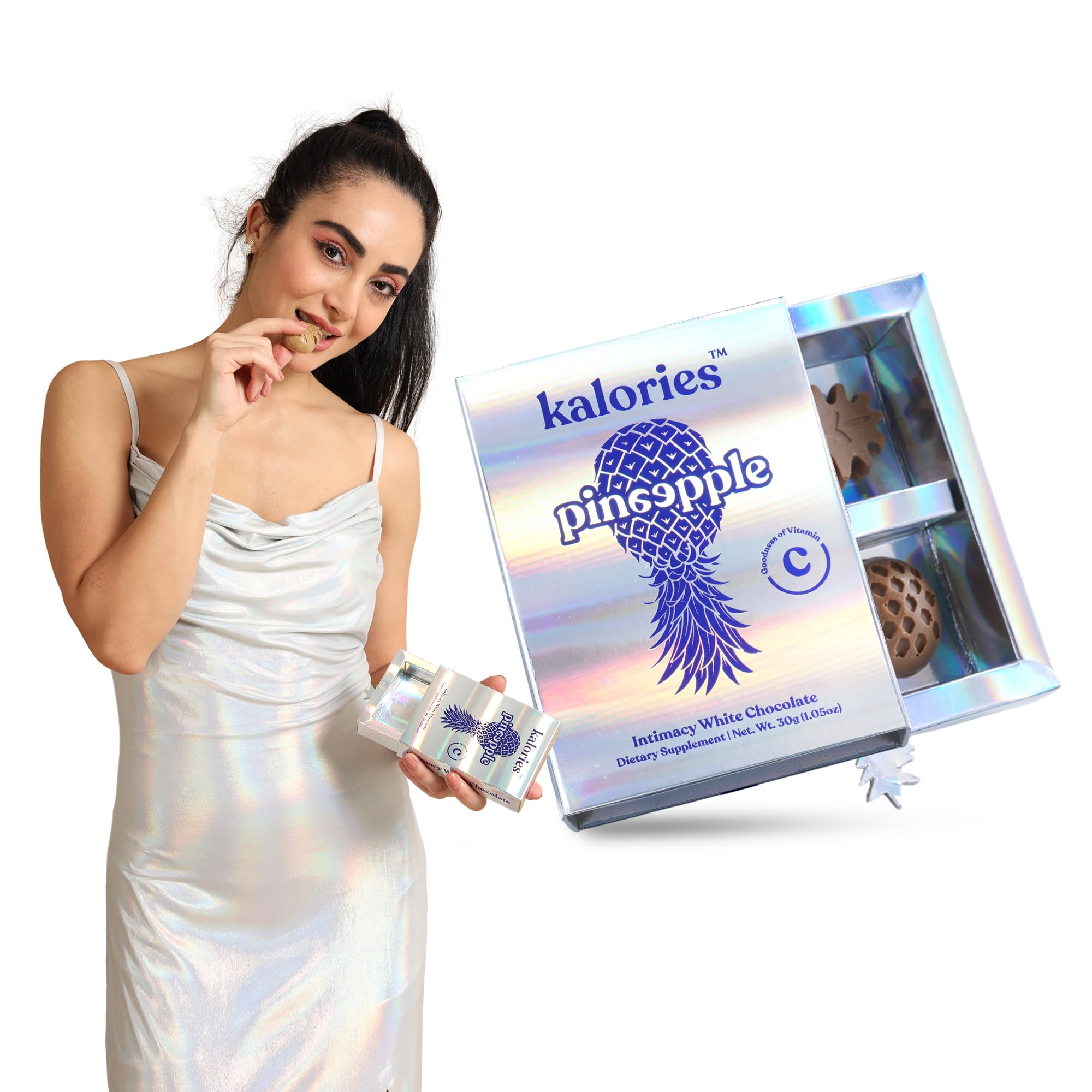 Kalories Love Pineapple Intimacy White Chocolate � Fruity, Creamy, Irresistible | (2 Pieces, 15gm Each ) | No Sugar, With Epimedium, Maca, and DHEA, | Romantic Gift for Men & Women | Weddings & Honeymoons