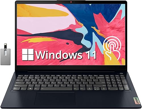 Lenovo IdeaPad 3 - Laptop con pantalla táctil de 15.6 pulgadas, AMD Ryzen 5 5500U, Abyss Blue MD Ryzen 5 5500U, 12GB DDR4 2666MHz RAM 512GB NVMe M.2