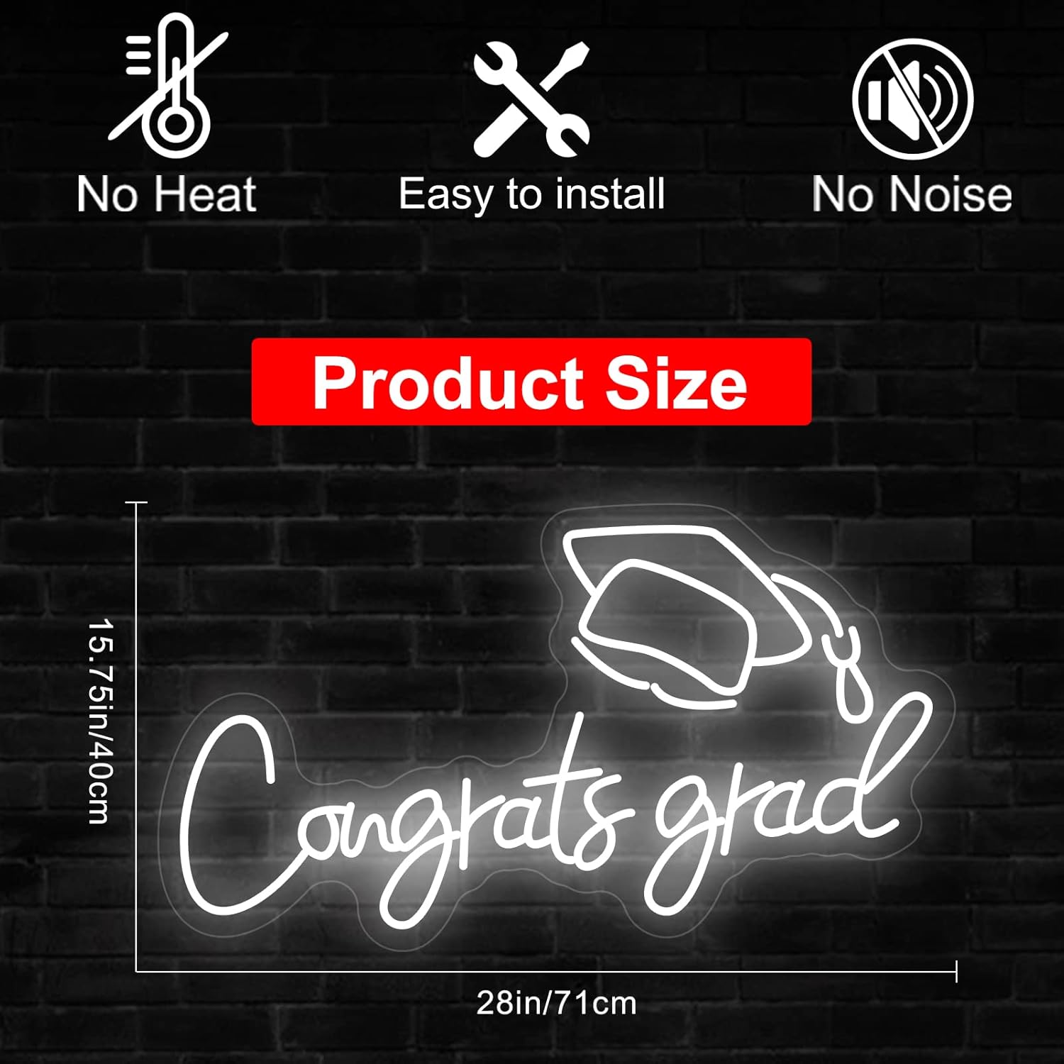 Congrats Grad Neon Sign,UOPUDSIR LED Neon Sign Congrat Neon Light Custom Dimmable Large Neon Signs for Wall Decor 2023 Congratulations Graduation Gifts Grad Decorations with Hat Gifts for Class
