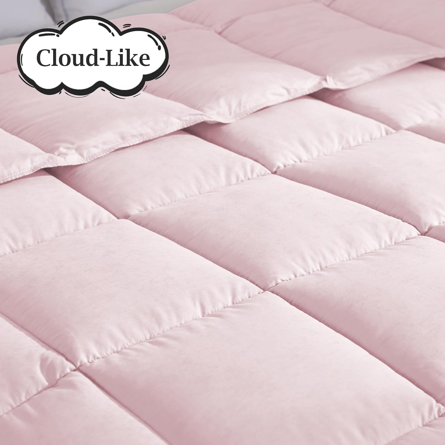 Peace nest Queen Size Goose Feather Fiber and Down Comforter Fluffy Duvet Insert All Season Hotel Luxury Bedding Comforters Soft Medium Warmth 88x88 Inches Pink - Image 4
