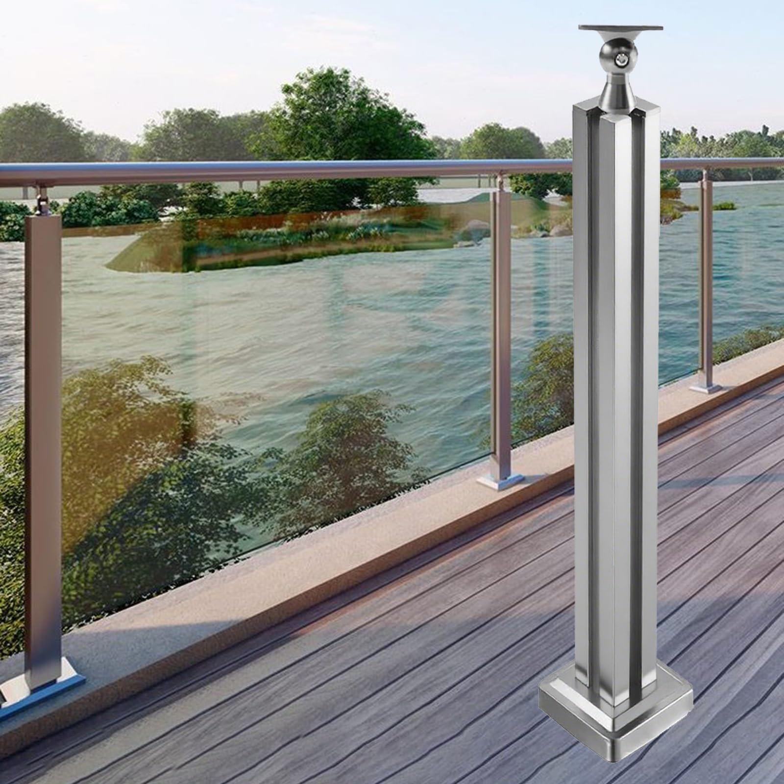 Panel de barandilla ajustable de 105 cm gris para exterior y escaleras