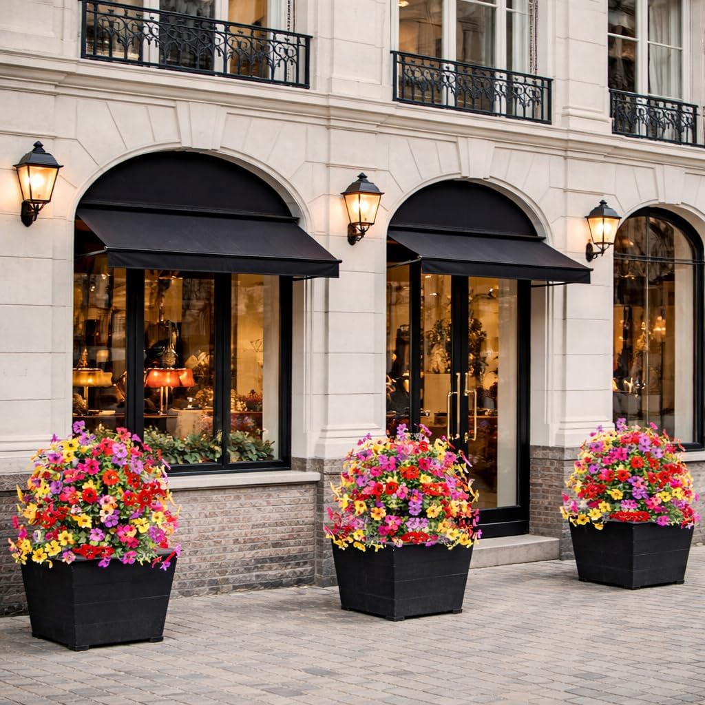 Artificial Flowers for Outdoors, UV Resistant Faux Topiary Ball Plants with Ground Stakes, 22 Inch Realistic Fake Greenery Bushes, Waterproof Fade Proof for Garden Porch Patio Yard Decor, 2 Pack