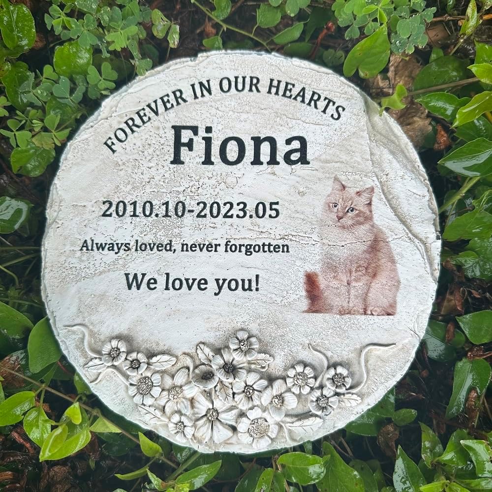 MARYTUMM Personalized Round Pet Grave Markers with Color
